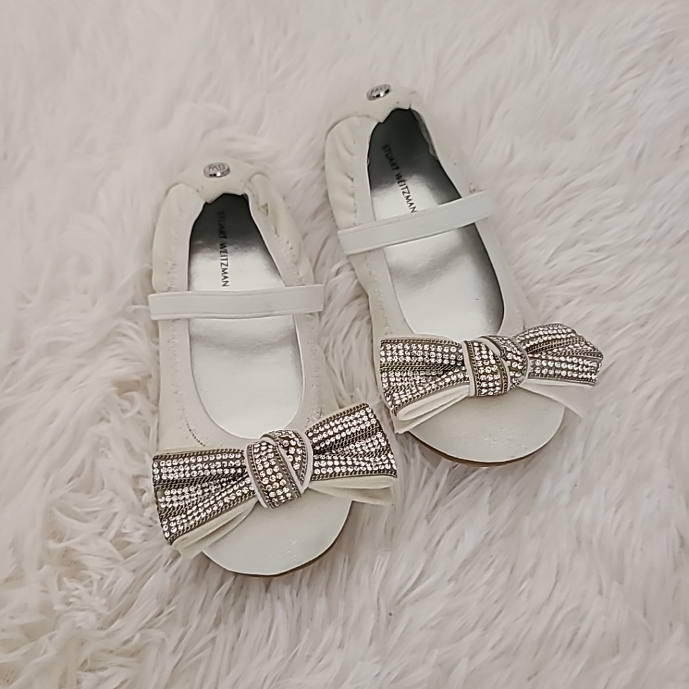 Stuart Weitzman Fannie chain bow flats Girls Size 10